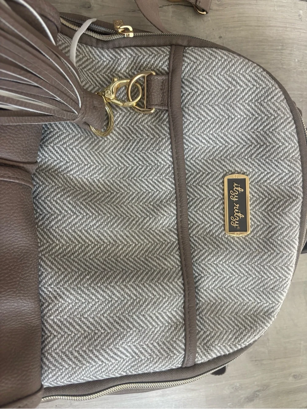 Itzy Ritzy Taupe Herringbone Baby Backpack Diaper Bag